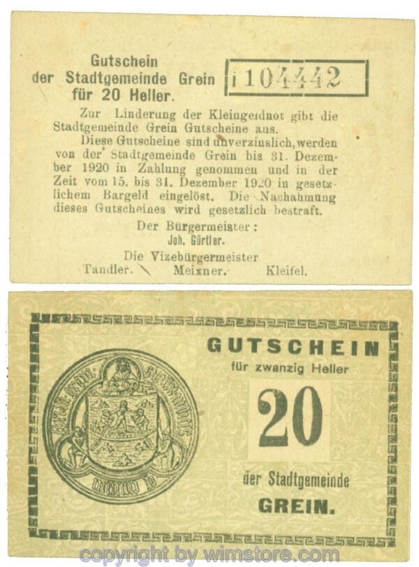 Grein, J00276Ib3, 20 Heller, Buchstabe i; 1