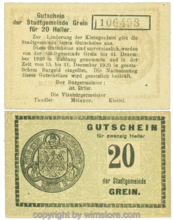Grein, J00276Ib3, 20 Heller, Buchstabe j; 1