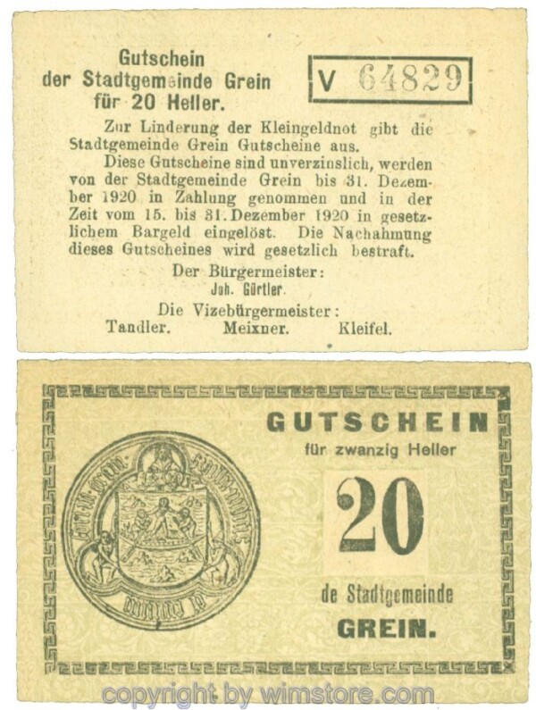 Grein, J00276Ib4, 20 Heller, Buchstabe V; 1