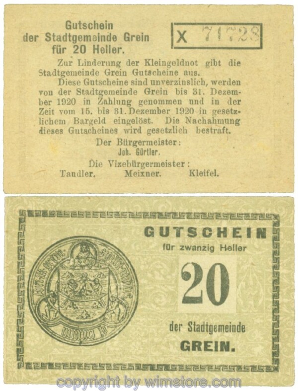 Grein, J00276Ib4, 20 Heller, Buchstabe X; 1-2