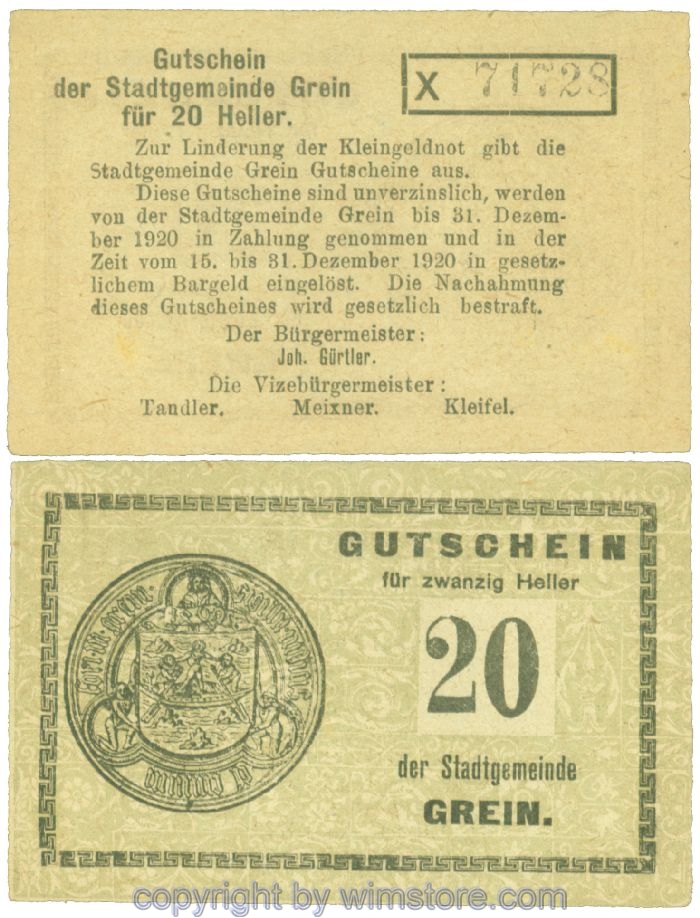 Grein, J00276Ib4, 20 Heller, Buchstabe X; 1-2