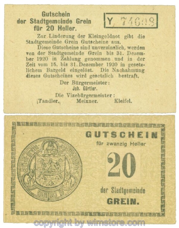 Grein, J00276Ib4, 20 Heller, Buchstabe Y; 1