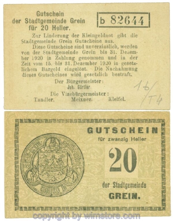 Grein, J00276Ib4, 20 Heller, Buchstabe b; 1-