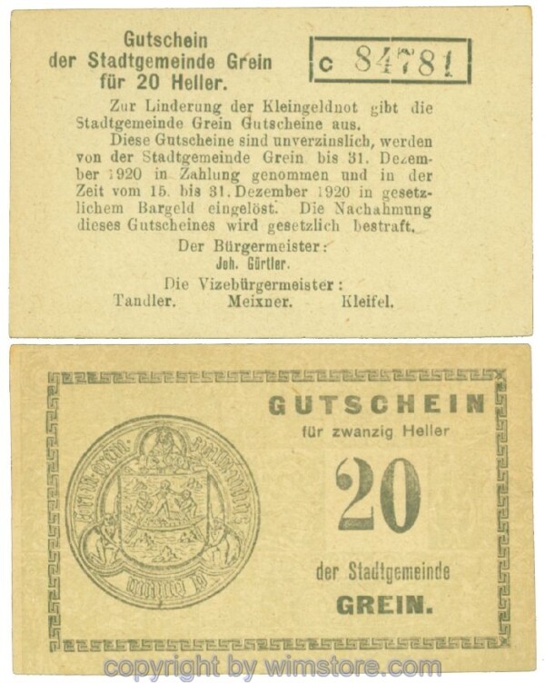 Grein, J00276Ib4, 20 Heller, Buchstabe c; 1-