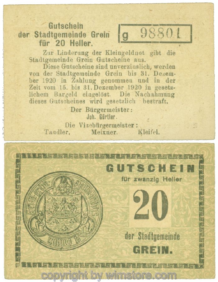 Grein, J00276Ib4, 20 Heller, Buchstabe g; 1-