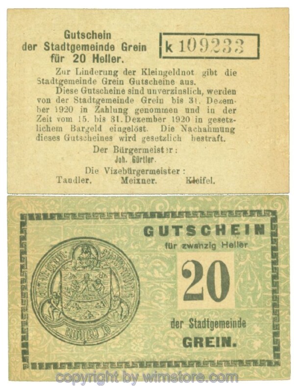 Grein, J00276Ib4, 20 Heller, Buchstabe k; 1