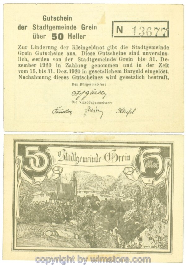 Grein, J00276Ibb, 50 Heller, Buchstabe N; 1-