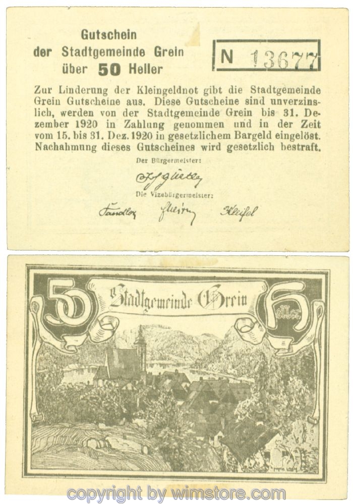 Grein, J00276Ibb, 50 Heller, Buchstabe N; 1-