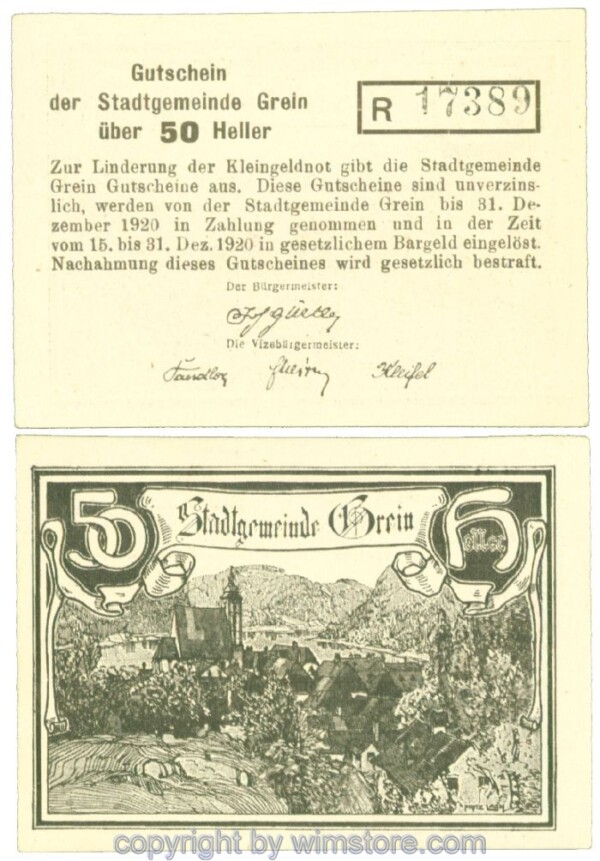 Grein, J00276Ibb, 50 Heller, Buchstabe R; 1-