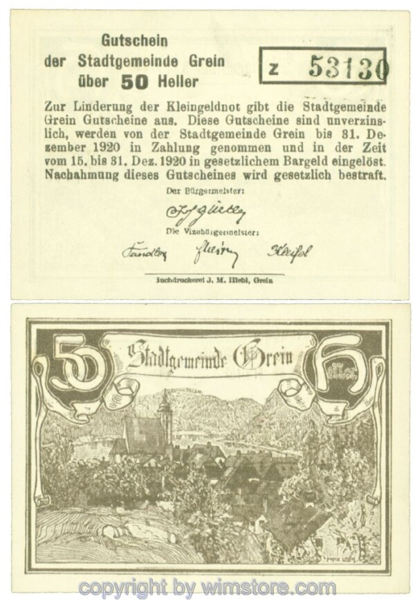 Grein, J00276Ibb, 50 Heller, Buchstabe z; 1-