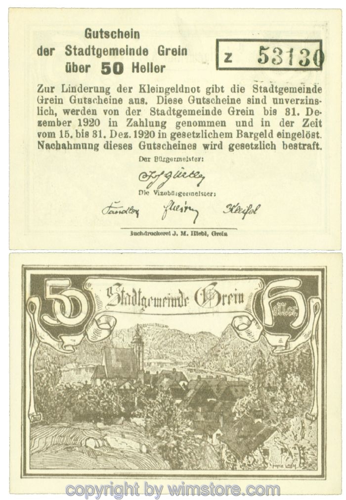 Grein, J00276Ibb, 50 Heller, Buchstabe z; 1-