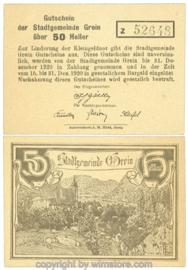 Grein, J00276Ibc, 50 Heller, Buchstabe z; 1-