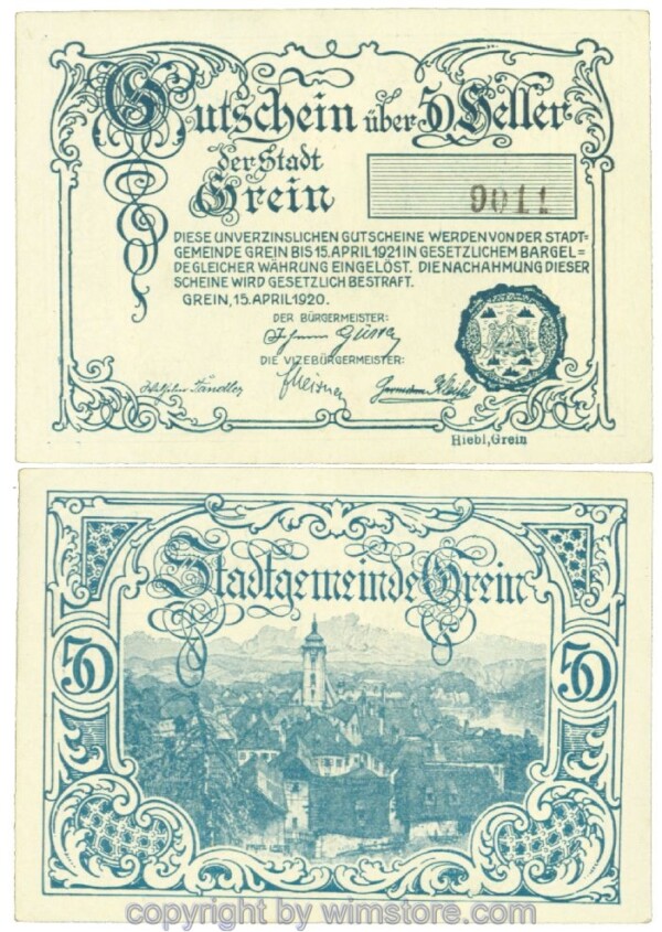 Grein, J00276IIb, 50 Heller; 1-