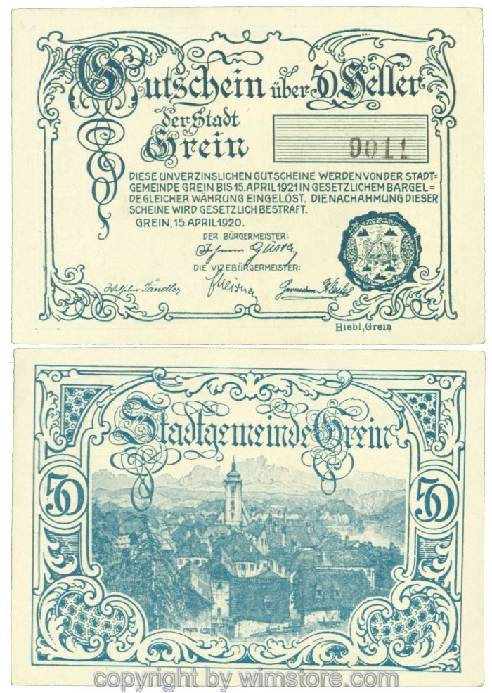 Grein, J00276IIb, 50 Heller; 1-