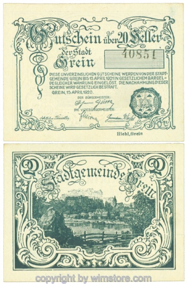 Grein, J00276IIIa, 20 Heller; 1