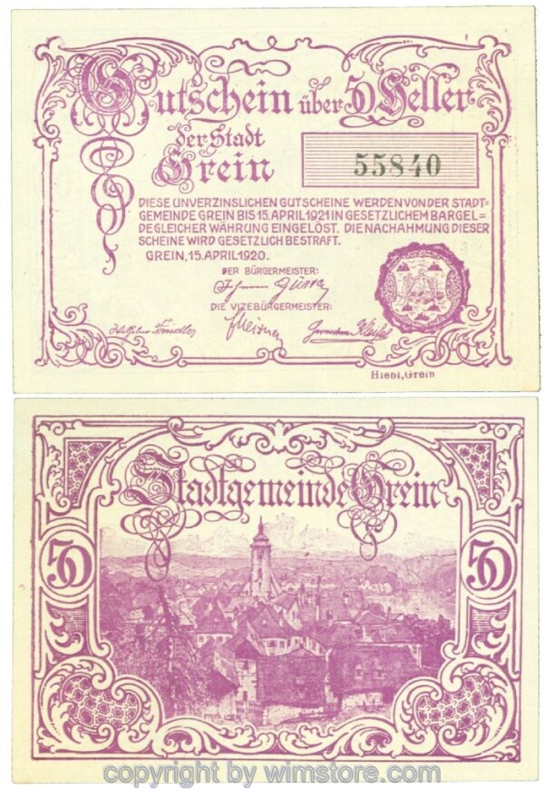Grein, J00276IIIa, 50 Heller; 1