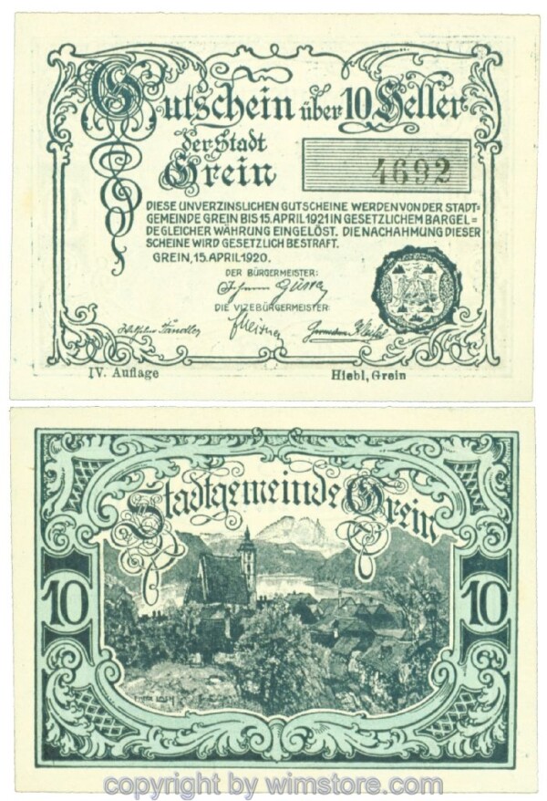 Grein, J00276IVbx, 10 Heller; 1