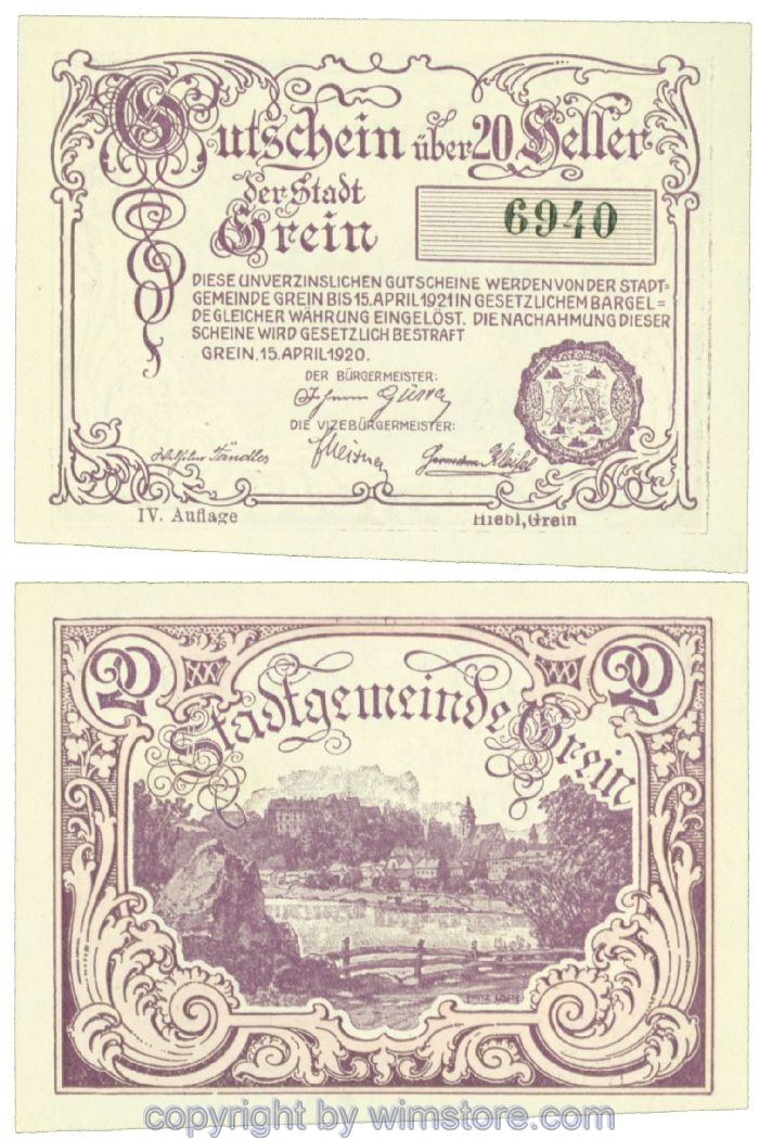 Grein, J00276IVbx, 20 Heller; 1