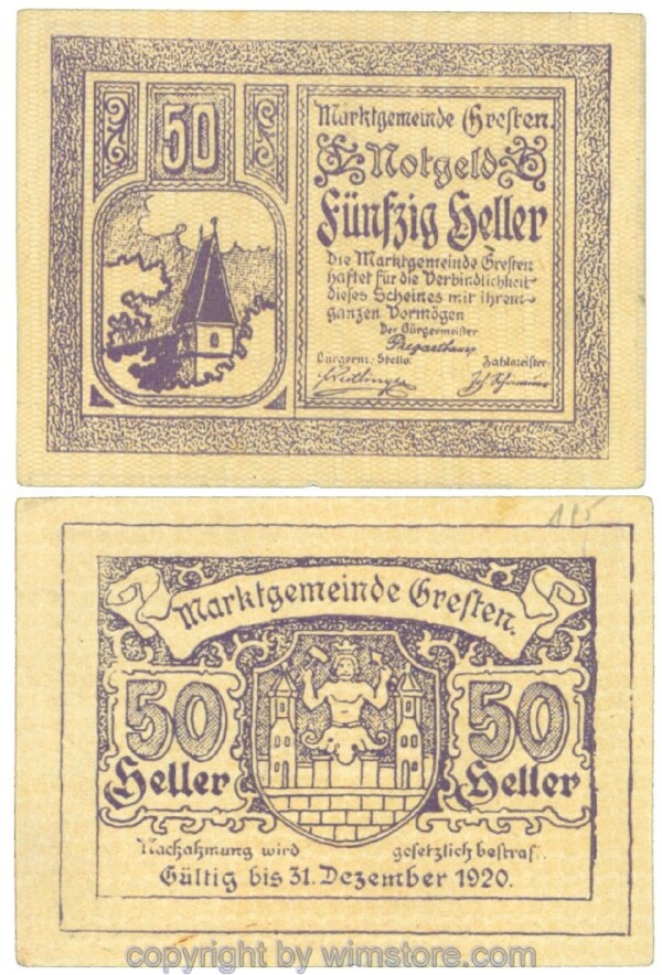 Gresten, J00278Ia, 50 Heller; 1-