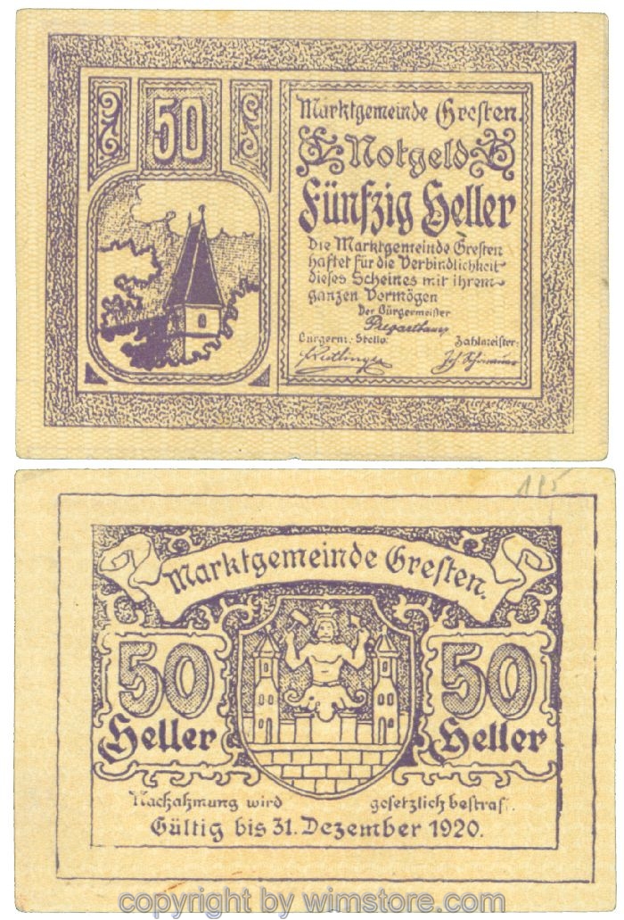 Gresten, J00278Ia, 50 Heller; 1-