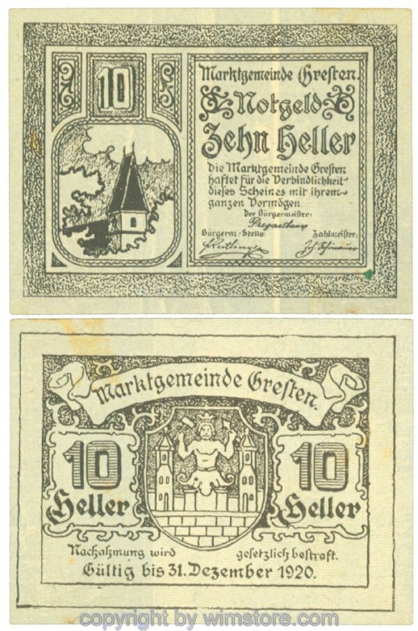 Gresten, J00278IcF, 10 Heller; 1