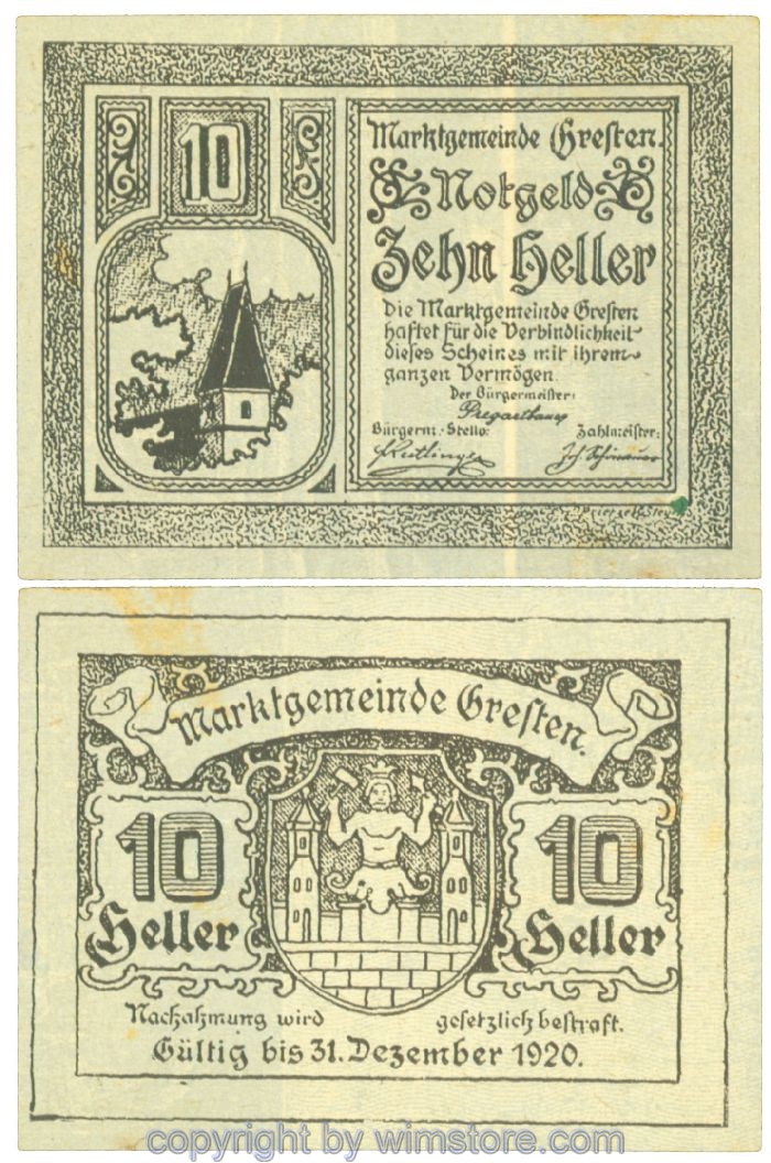 Gresten, J00278IcF, 10 Heller; 1