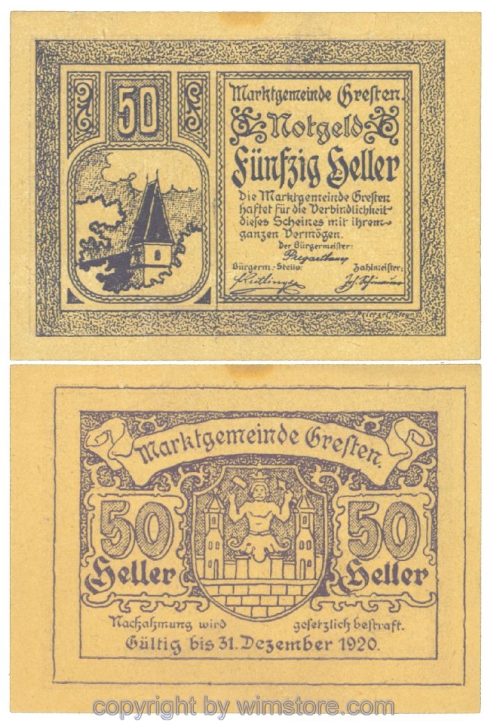 Gresten, J00278Id, 50 Heller; 1-