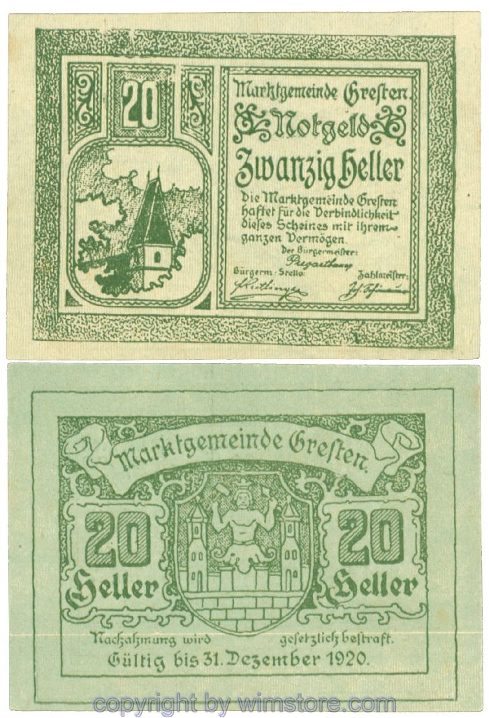 Gresten, J00278IdF, 20 Heller; 1