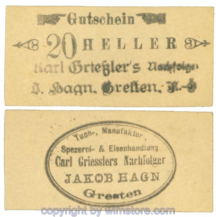 Gresten, Prv. Karl Griessler's, J00281, 20 Heller; 1
