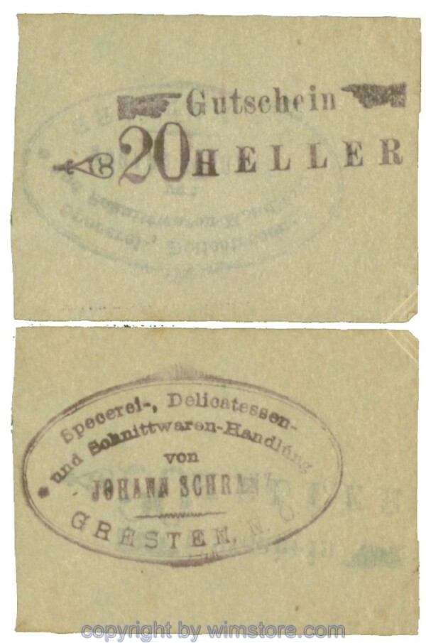 Gresten, Prv. Johann Schranz, J00284, 20 Heller; 1