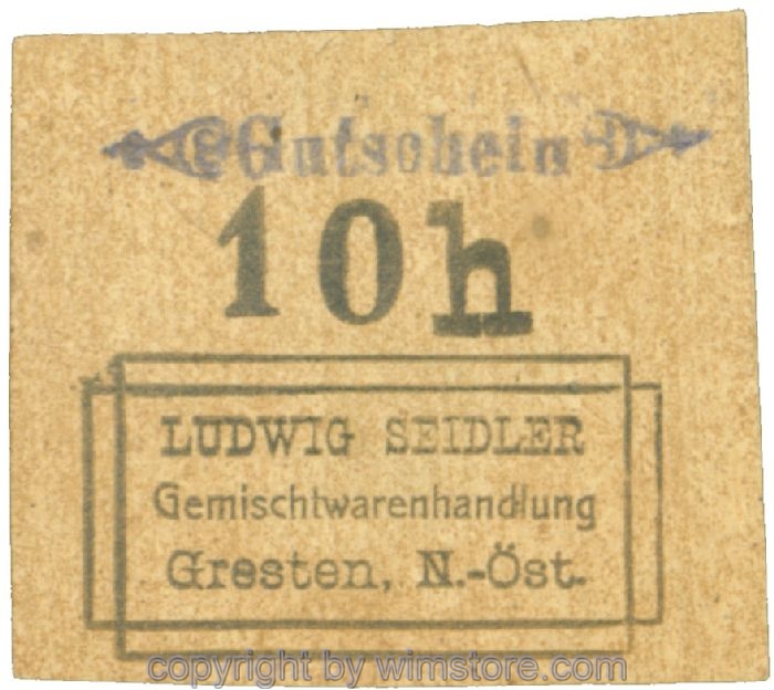 Gresten, Prv. Ludwig Seidler, J00285a, 10 Heller; 1