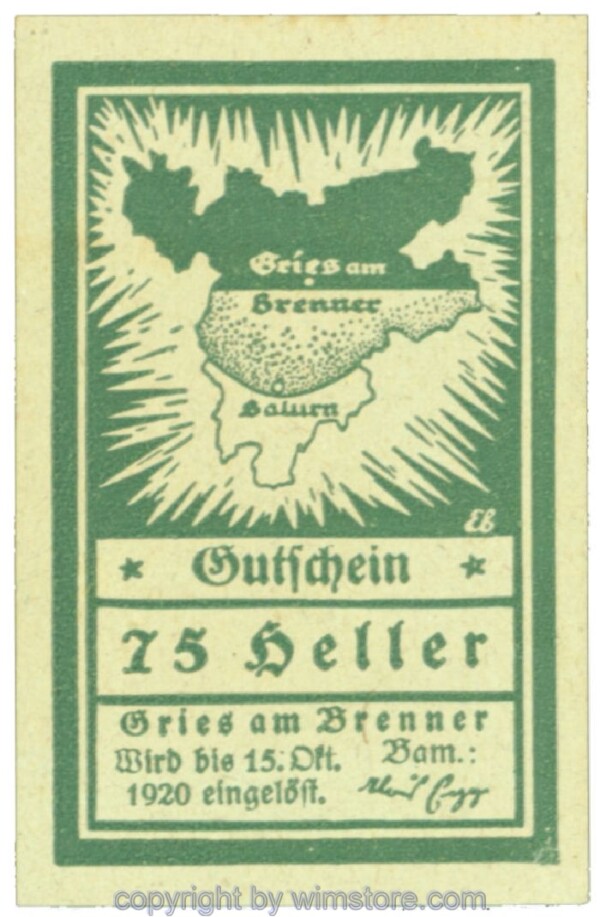 Gries am Brenner, J00287Ia, 75 Heller; 1