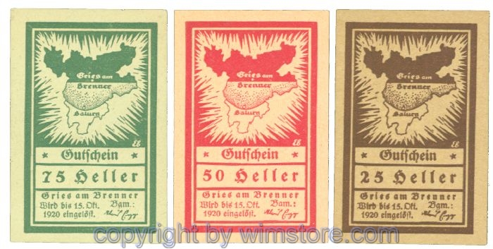 Gries am Brenner, J00287Ia, Serie 25, 50, 75 Heller; 1