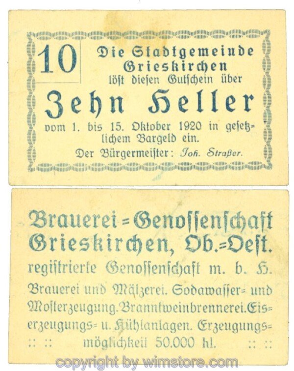 Grieskirchen, J00288II02, 10 Heller; 1-2