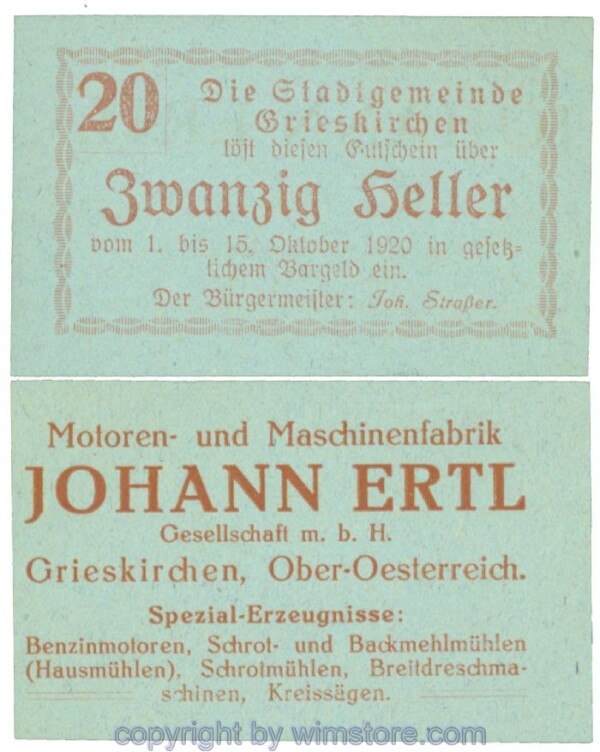Grieskirchen, J00288II06, 20 Heller; 1