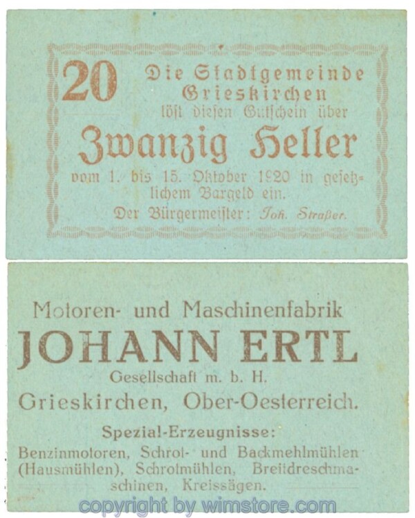 Grieskirchen, J00288II06, 20 Heller; 1-
