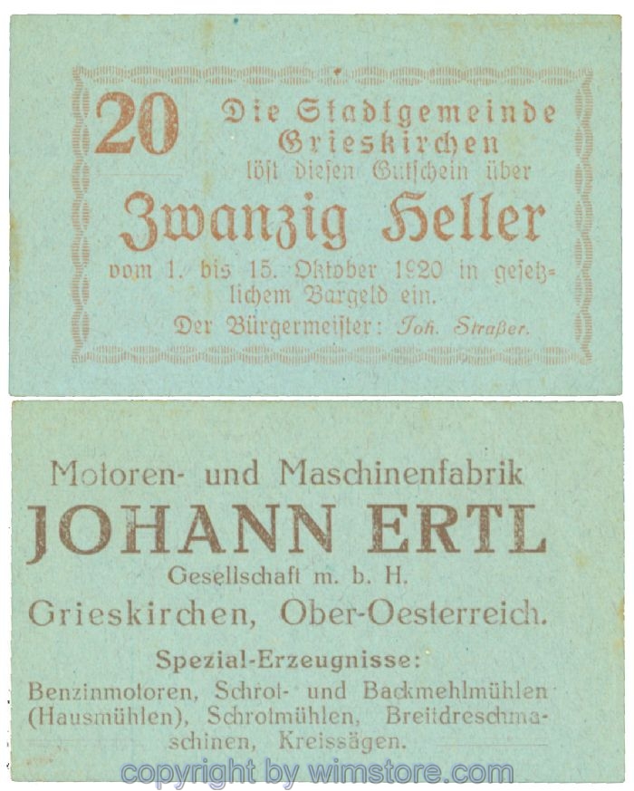 Grieskirchen, J00288II06, 20 Heller; 1-