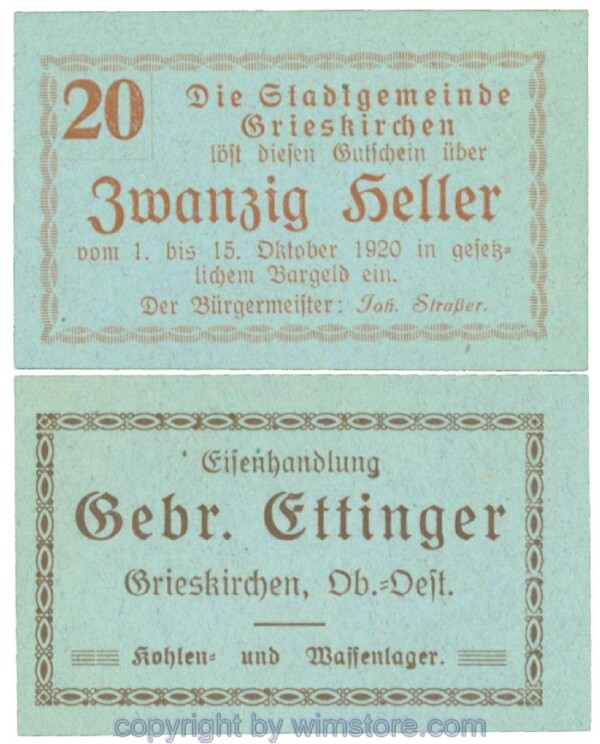 Grieskirchen, J00288II07, 20 Heller; 1-