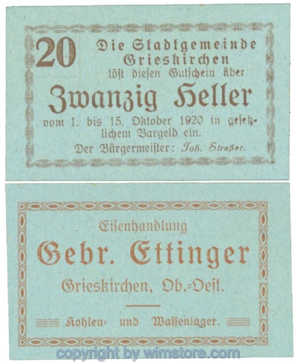 Grieskirchen, J00288II07, 20 Heller; 1-