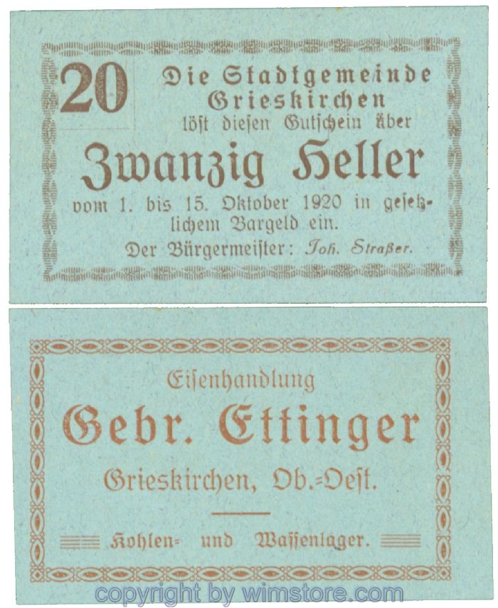 Grieskirchen, J00288II07, 20 Heller; 1-