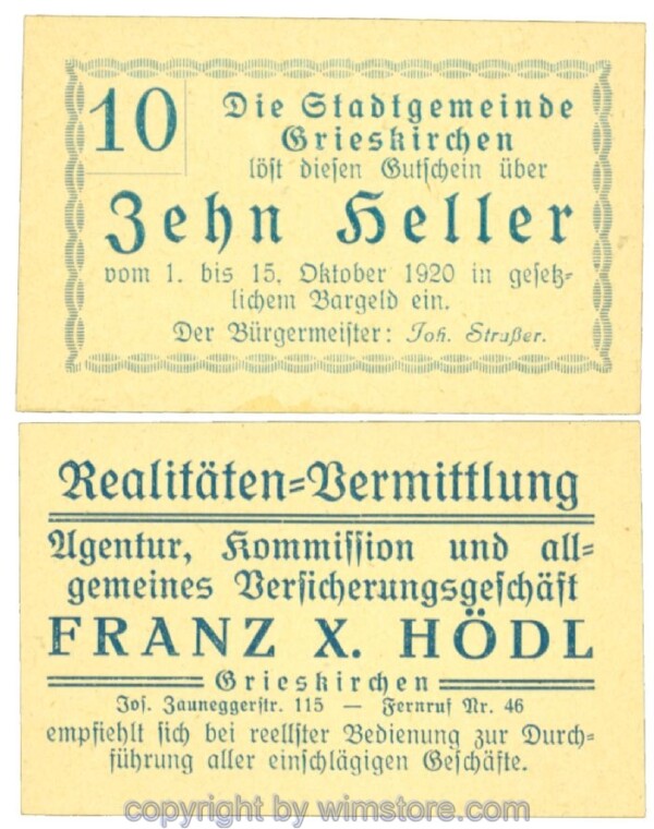 Grieskirchen, J00288II13, 10 Heller; 1