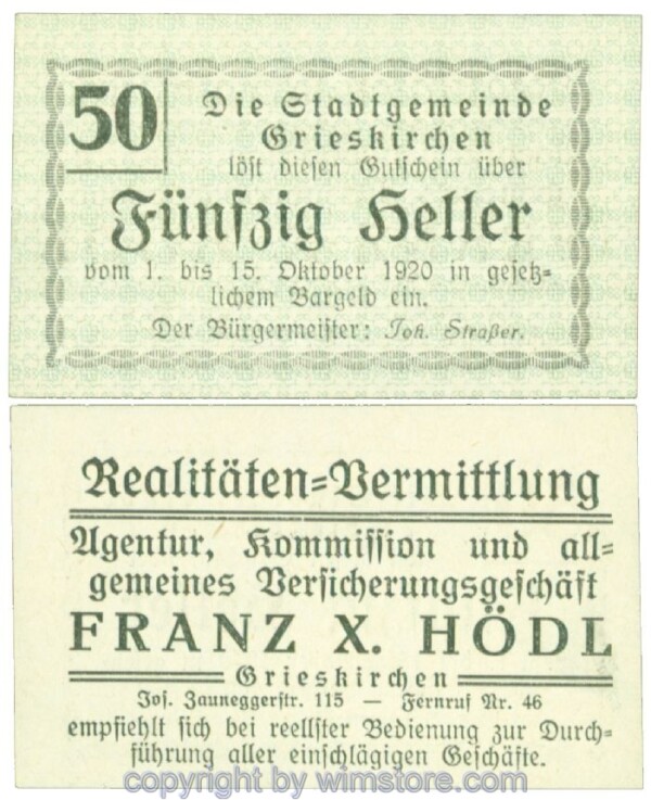 Grieskirchen, J00288II13, 50 Heller; 1