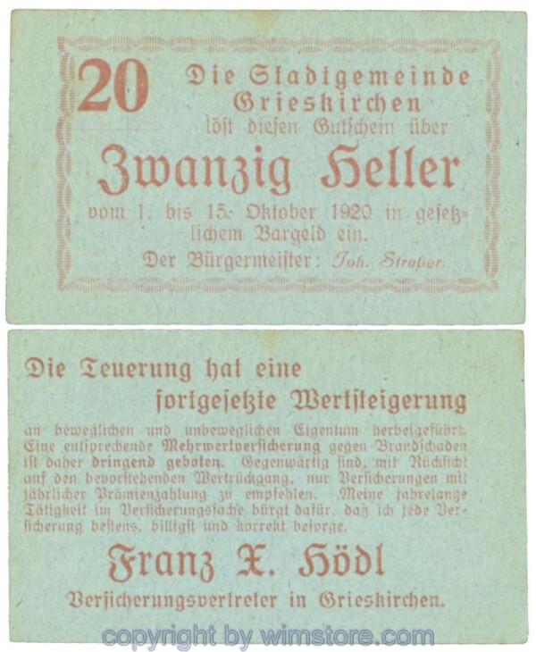 Grieskirchen, J00288II14, 20 Heller; 1-
