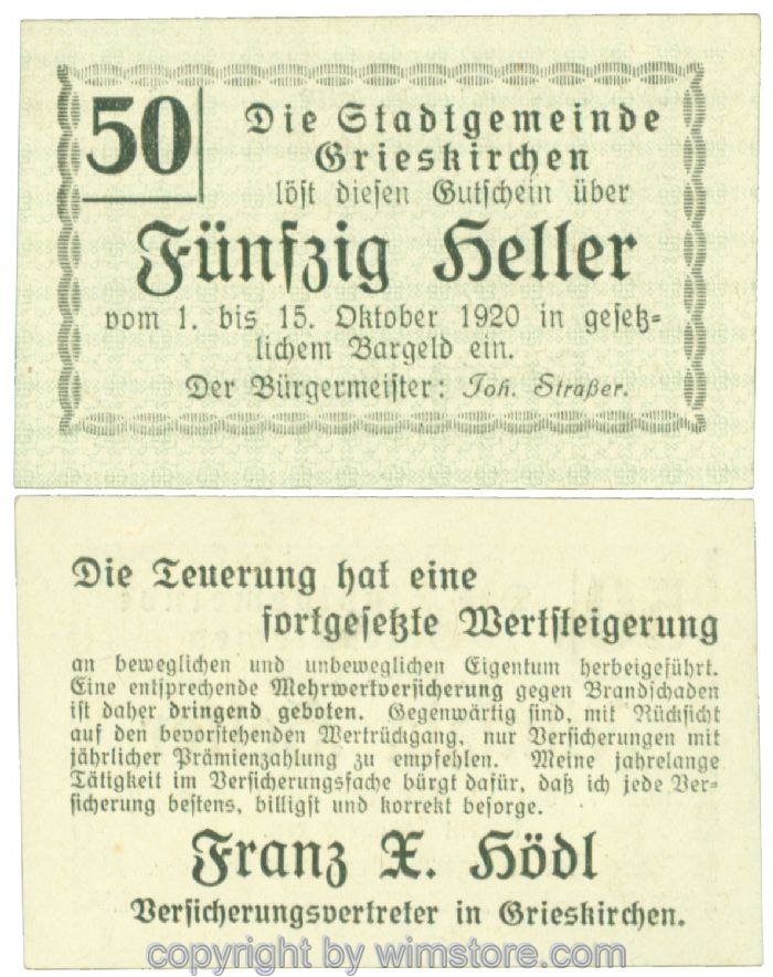 Grieskirchen, J00288II14, 50 Heller; 1