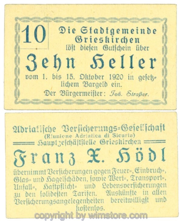 Grieskirchen, J00288II15, 10 Heller; 1-