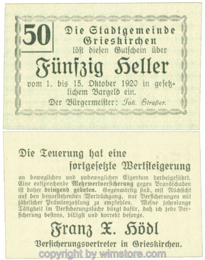 Grieskirchen, J00288II15, 50 Heller; 1