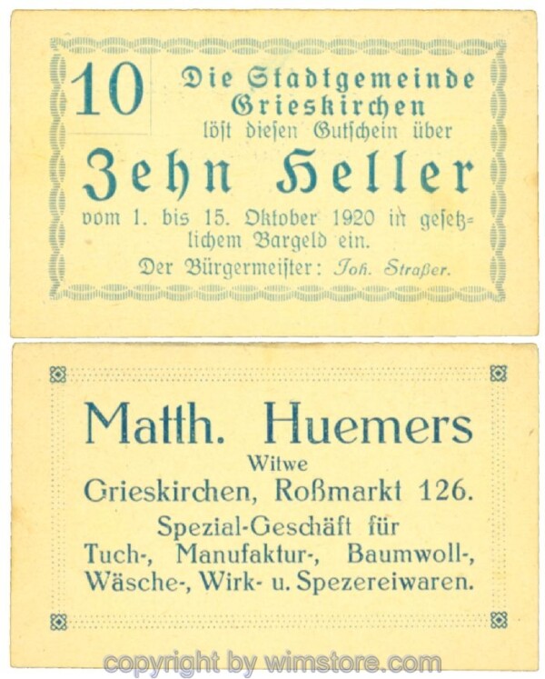 Grieskirchen, J00288II16, 10 Heller; 1