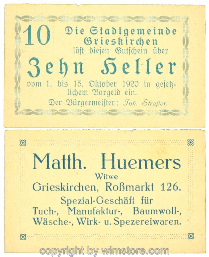 Grieskirchen, J00288II16, 10 Heller; 1-