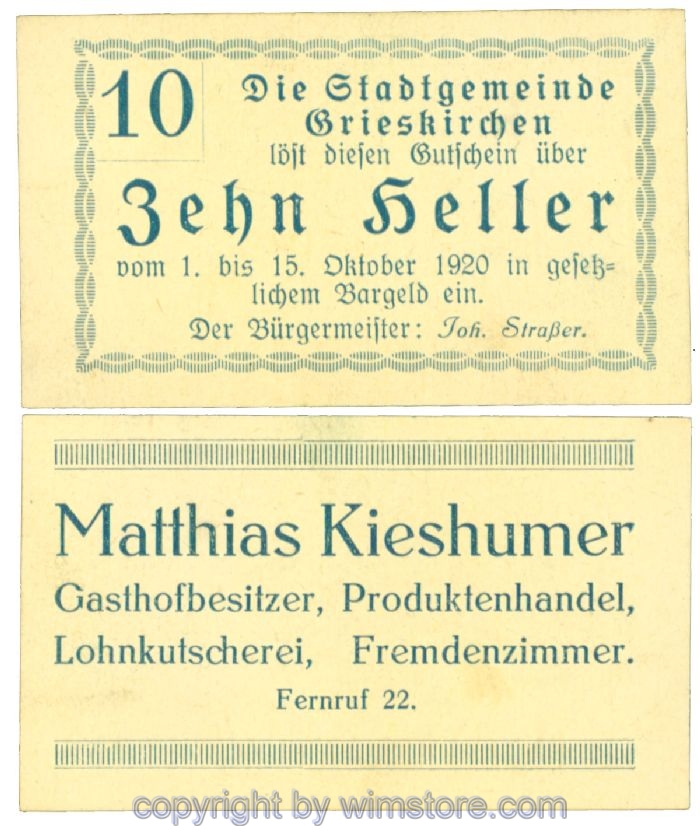 Grieskirchen, J00288II18, 10 Heller; 1