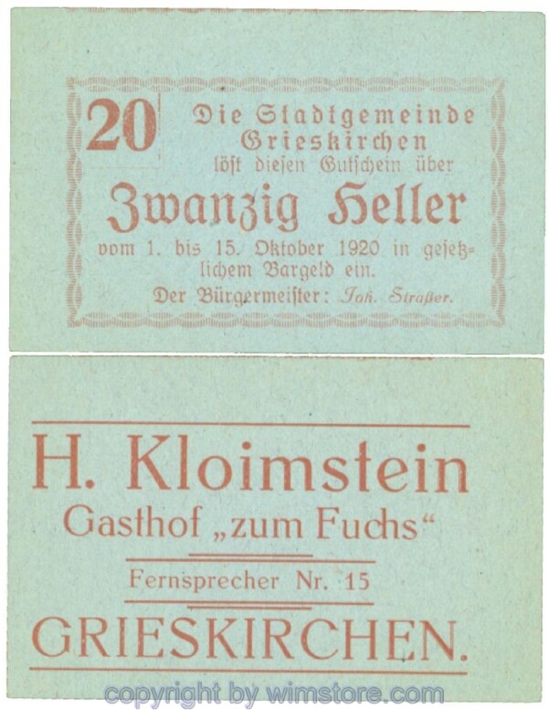 Grieskirchen, J00288II19, 20 Heller; 1
